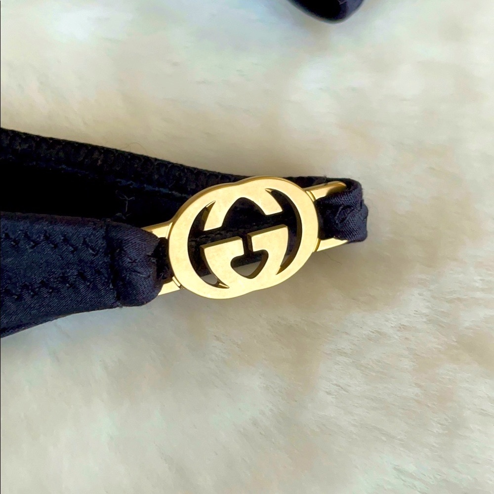 GUCCI TOM FORD 2004 Black 2-Piece Bikini w/Gold Hardware GG Excellent condition